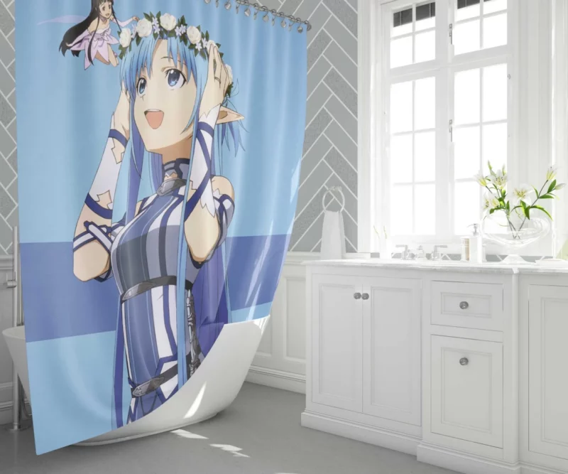 Asuna Yuuki and Yui Heartfelt Moments Anime Shower Curtain 1