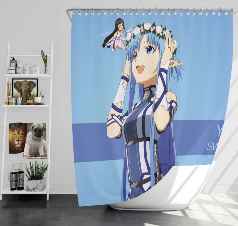Asuna Yuuki and Yui Heartfelt Moments Anime Shower Curtain