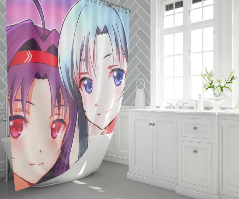 Asuna Yuuki and Yuuki Konno Sisterly Bond Anime Shower Curtain 1