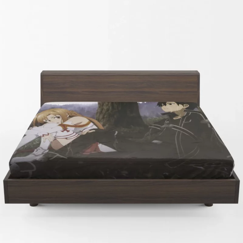 Asuna and Kirito Sword Art Online Pair Anime Fitted Sheet 1