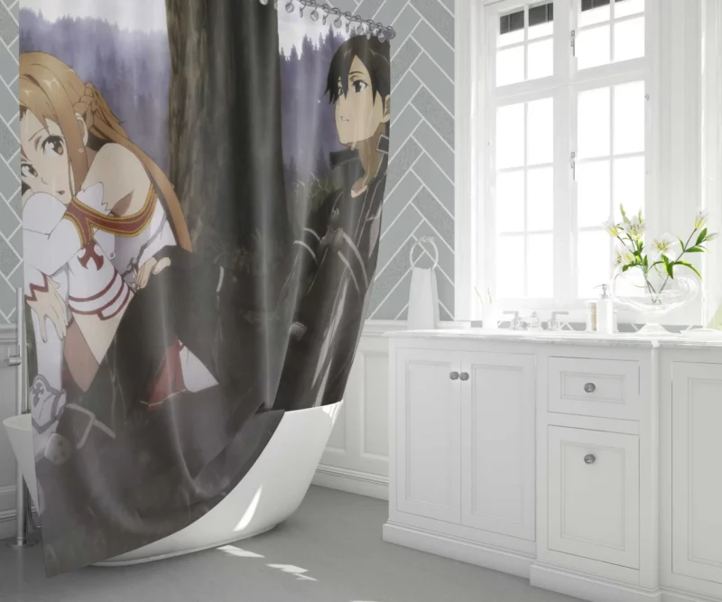 Asuna and Kirito Sword Art Online Pair Anime Shower Curtain 1