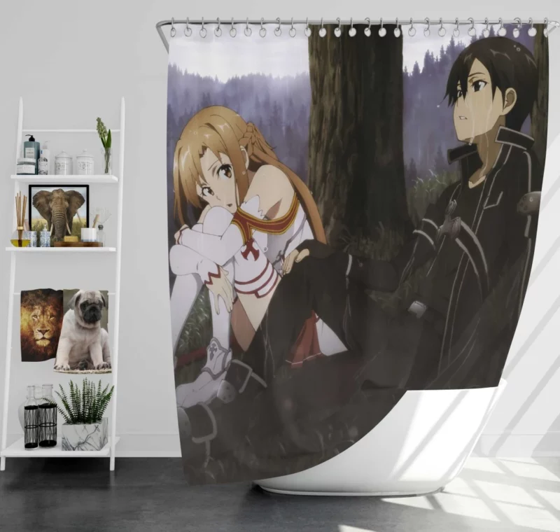 Asuna and Kirito Sword Art Online Pair Anime Shower Curtain