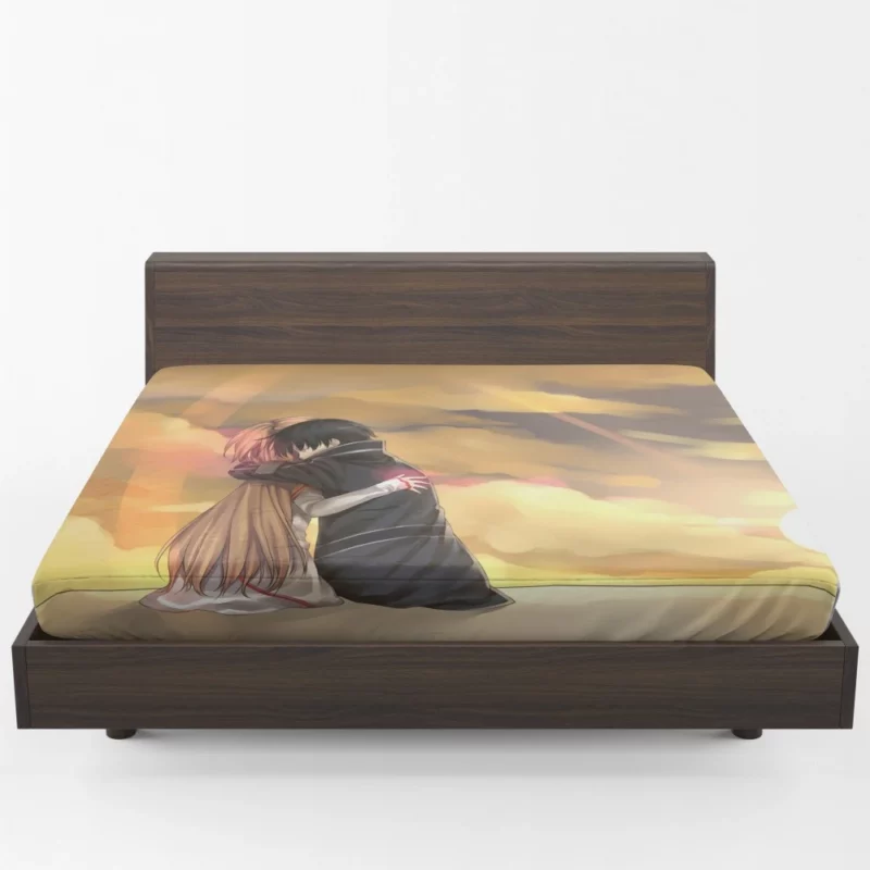 Asuna and Kirito VR Connection Anime Fitted Sheet 1