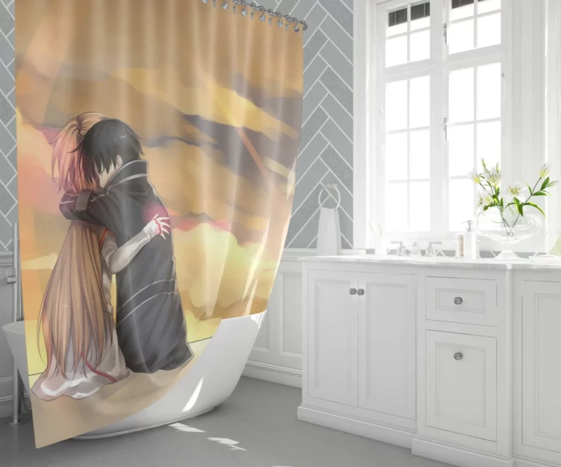 Asuna and Kirito VR Connection Anime Shower Curtain 1