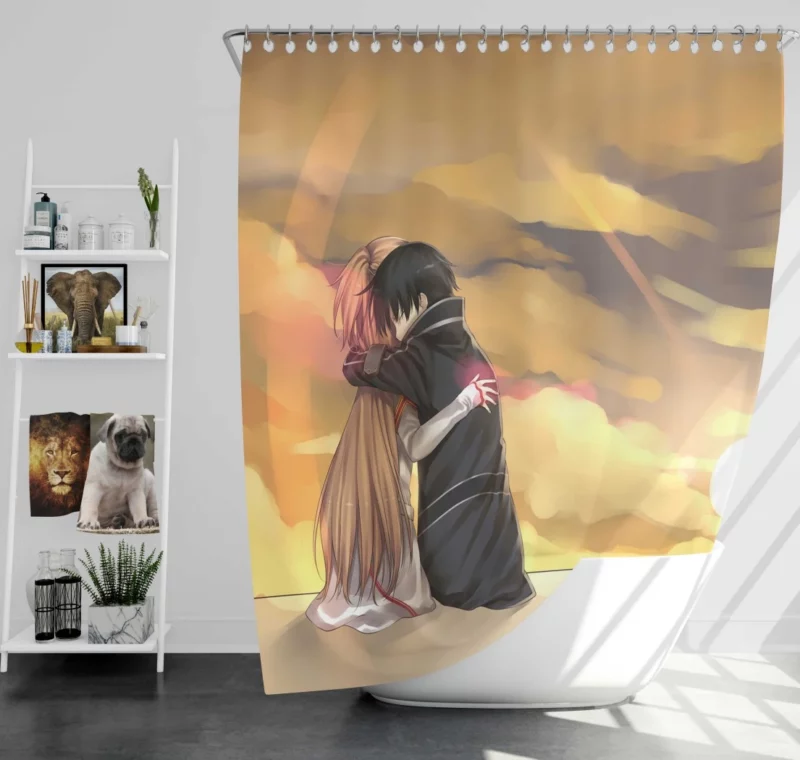 Asuna and Kirito VR Connection Anime Shower Curtain