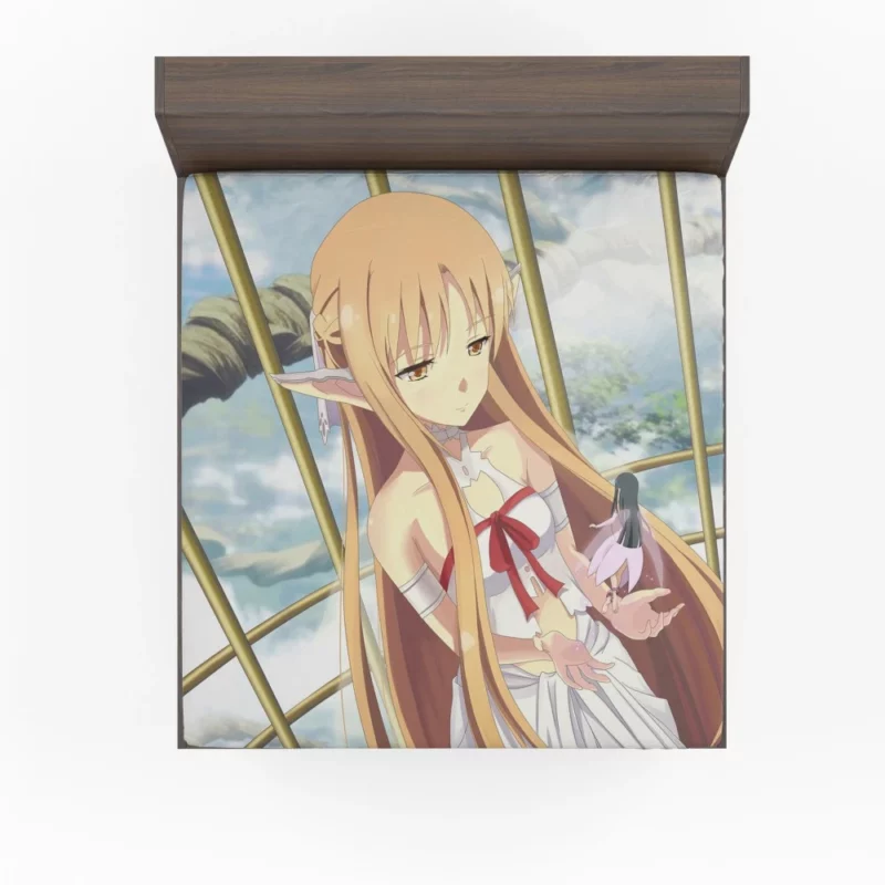 Asuna and Yui Moments in Sword Art Online Anime Fitted Sheet