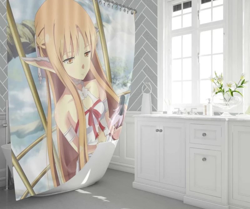 Asuna and Yui Moments in Sword Art Online Anime Shower Curtain 1