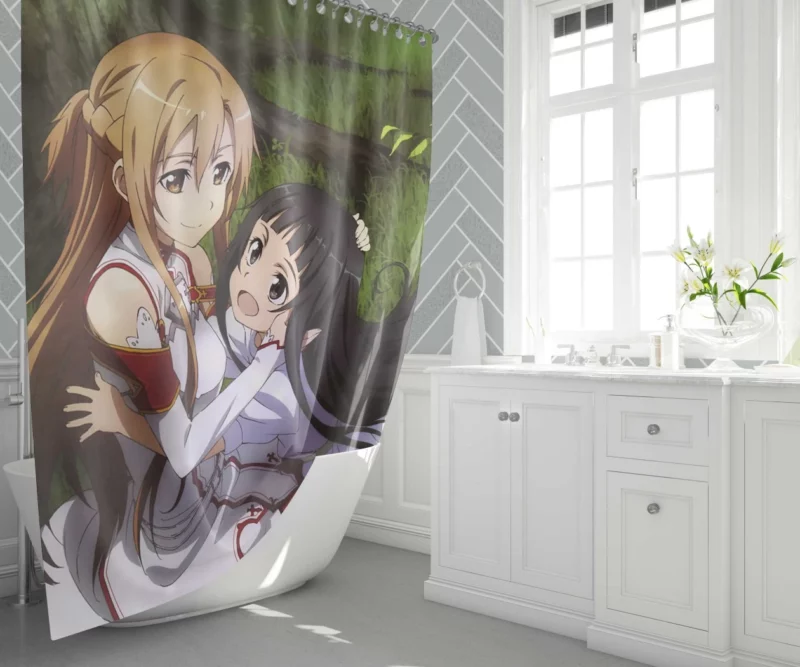 Asuna and Yuuki Friendship Anime Shower Curtain 1