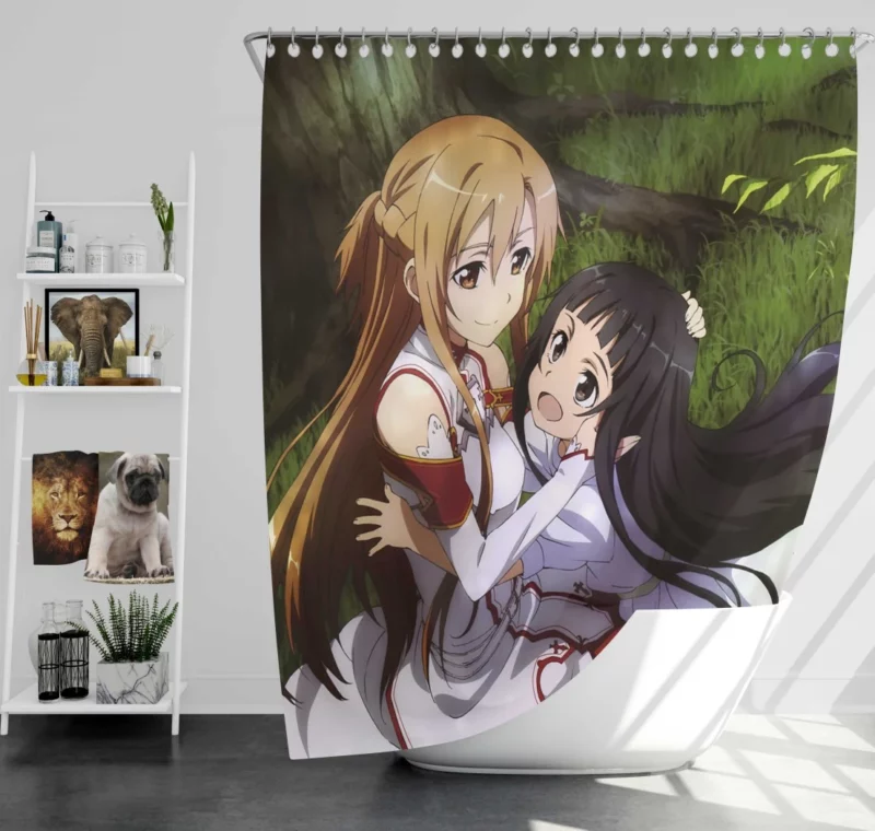 Asuna and Yuuki Friendship Anime Shower Curtain