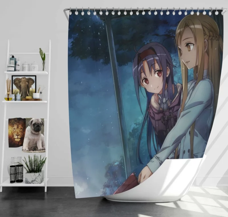 Asuna and Yuuki Friendship Blooms Anime Shower Curtain