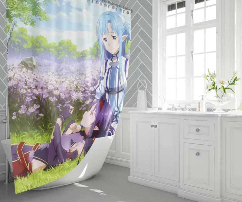 Asuna and Yuuki Unbreakable Bond Anime Shower Curtain 1