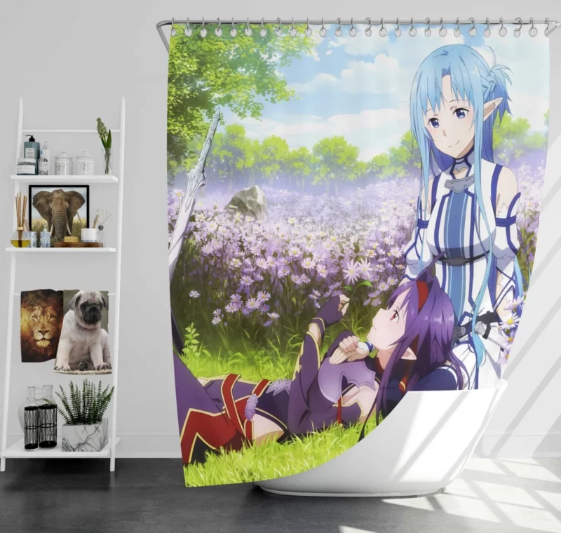 Asuna and Yuuki Unbreakable Bond Anime Shower Curtain