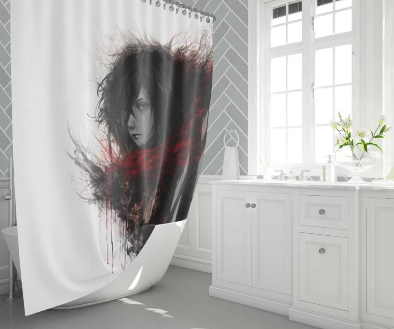 Attack On Titan Shingeki No Kyojin Mikasa Ackerman Anime Shower Curtain 1