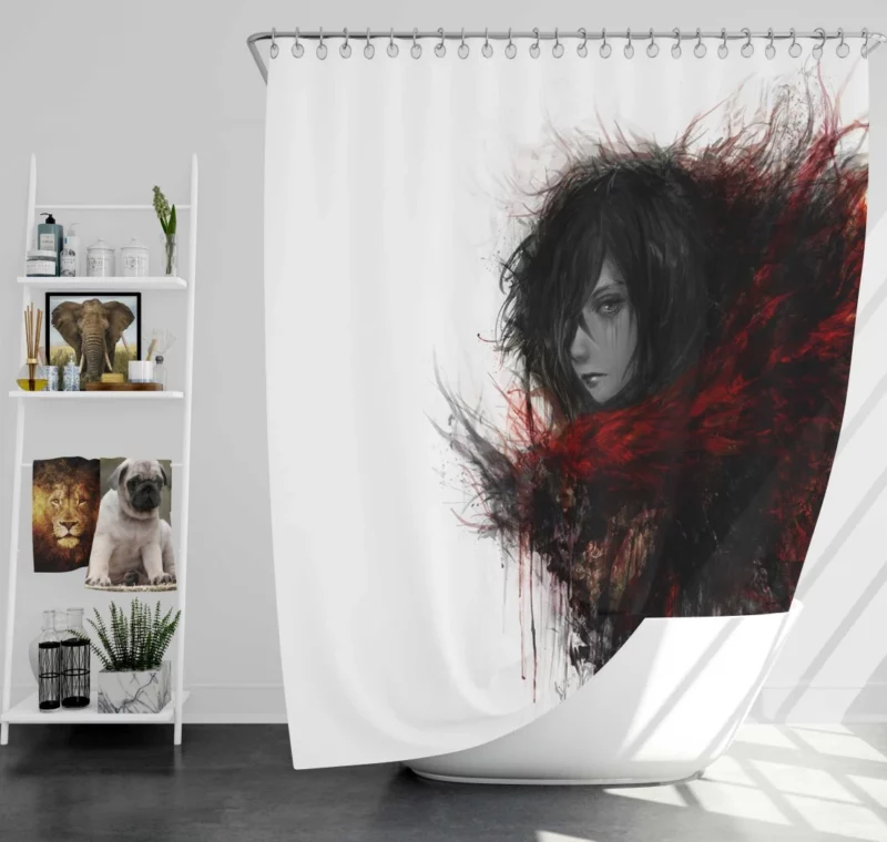 Attack On Titan Shingeki No Kyojin Mikasa Ackerman Anime Shower Curtain