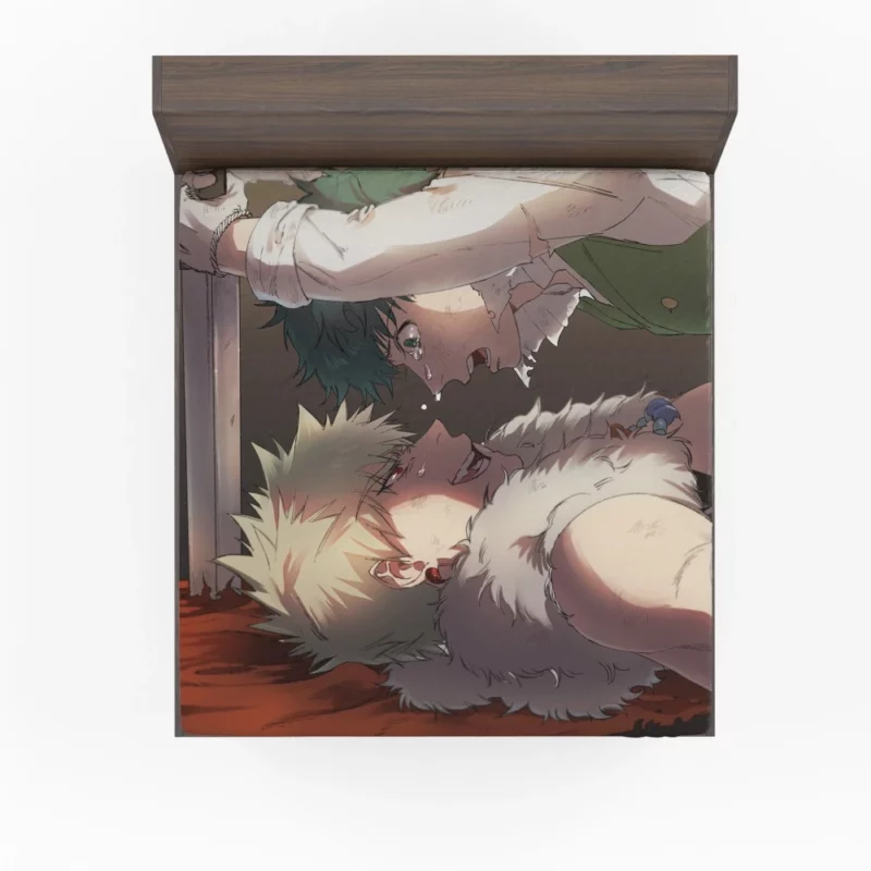 Bakugou and Izuku Rivalry Ignites Anime Fitted Sheet