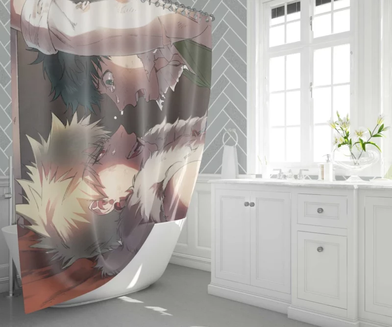 Bakugou and Izuku Rivalry Ignites Anime Shower Curtain 1