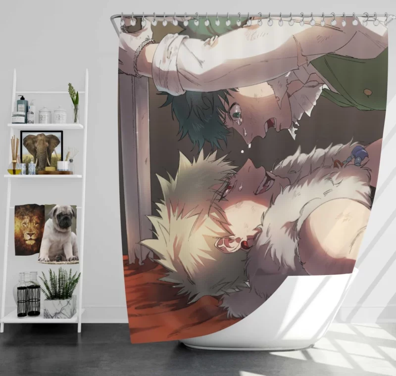 Bakugou and Izuku Rivalry Ignites Anime Shower Curtain