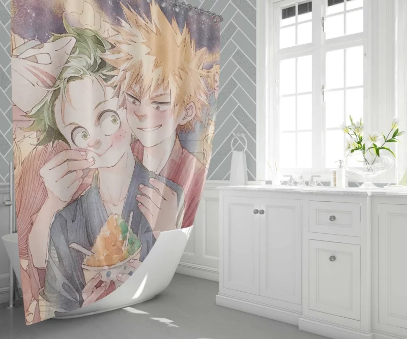 Bakugou and Izuku Unbreakable Bond Anime Shower Curtain 1