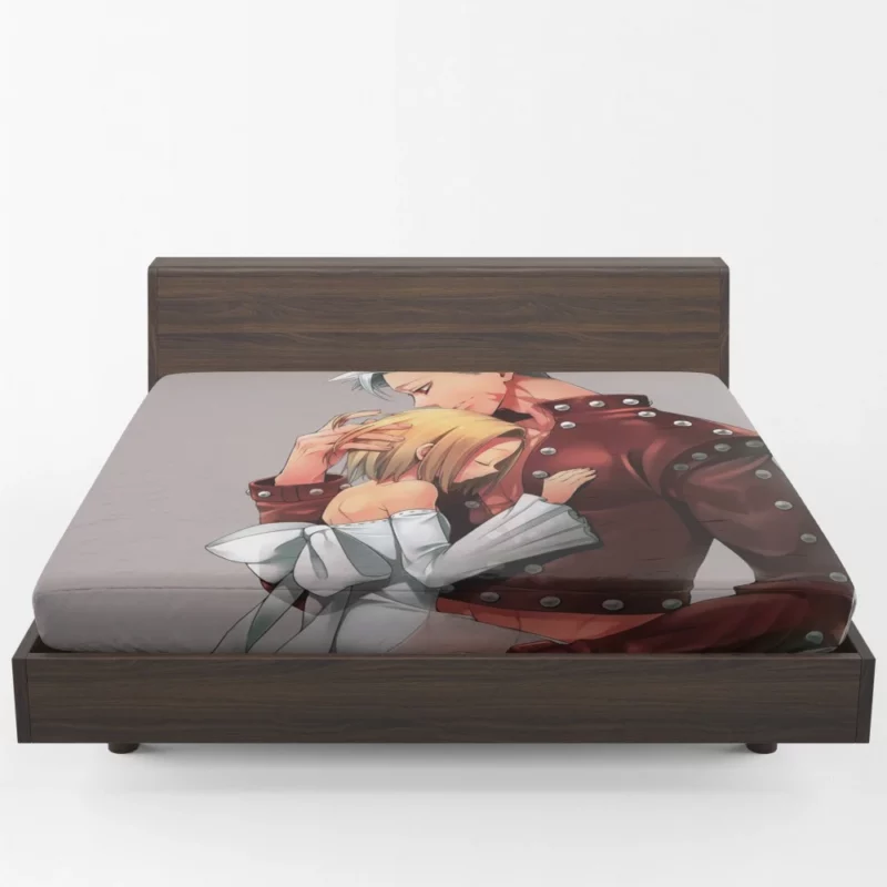 Ban and Elaine Love in The Seven Deadly Sins Anime Fitted Sheet 1