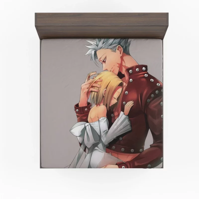 Ban and Elaine Love in The Seven Deadly Sins Anime Fitted Sheet