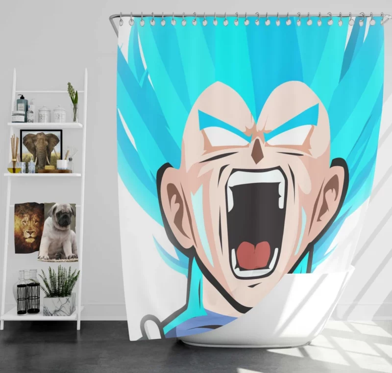 Blue-Haired Clash Vegeta Battle Anime Shower Curtain