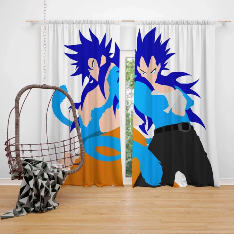 Blue-Haired Warriors Goku and Vegeta Anime Curtain