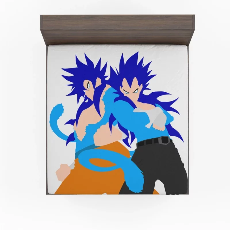 Blue-Haired Warriors Goku and Vegeta Anime Fitted Sheet