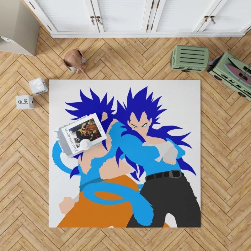 Blue-Haired Warriors Goku and Vegeta Anime Rug