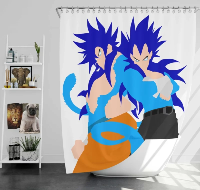 Blue-Haired Warriors Goku and Vegeta Anime Shower Curtain