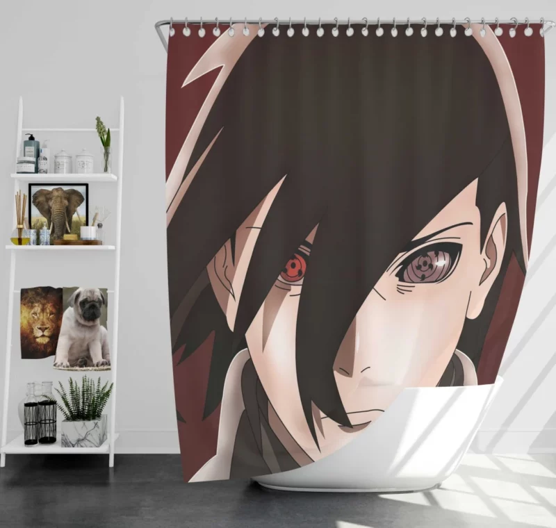 Boruto Mentor Sasuke Uchiha Anime Shower Curtain