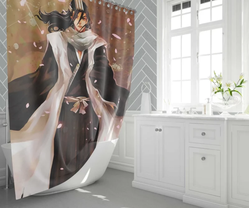 Byakuya Kuchiki Stern Soul Reaper Anime Shower Curtain 1