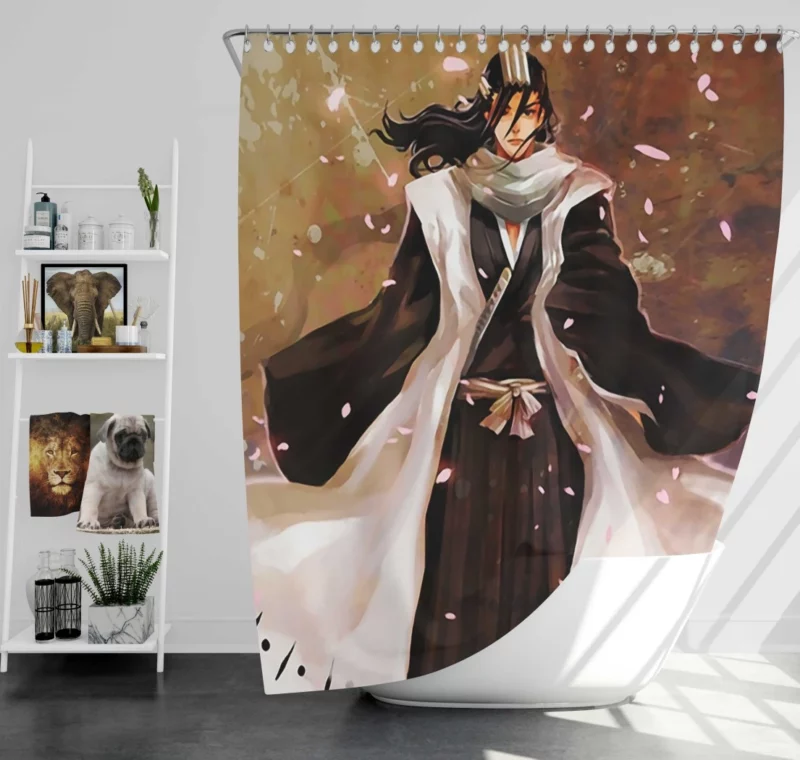 Byakuya Kuchiki Stern Soul Reaper Anime Shower Curtain