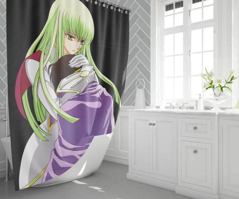 C.C. & Lelouch Lasting Bond Anime Shower Curtain 1