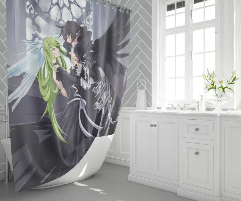 C.C. & Lelouch Unbreakable Bond Anime Shower Curtain 1