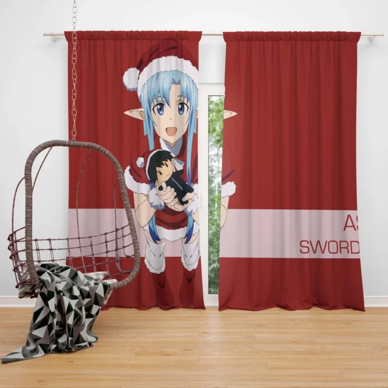 Christmas with Asuna and Kirito Anime Curtain