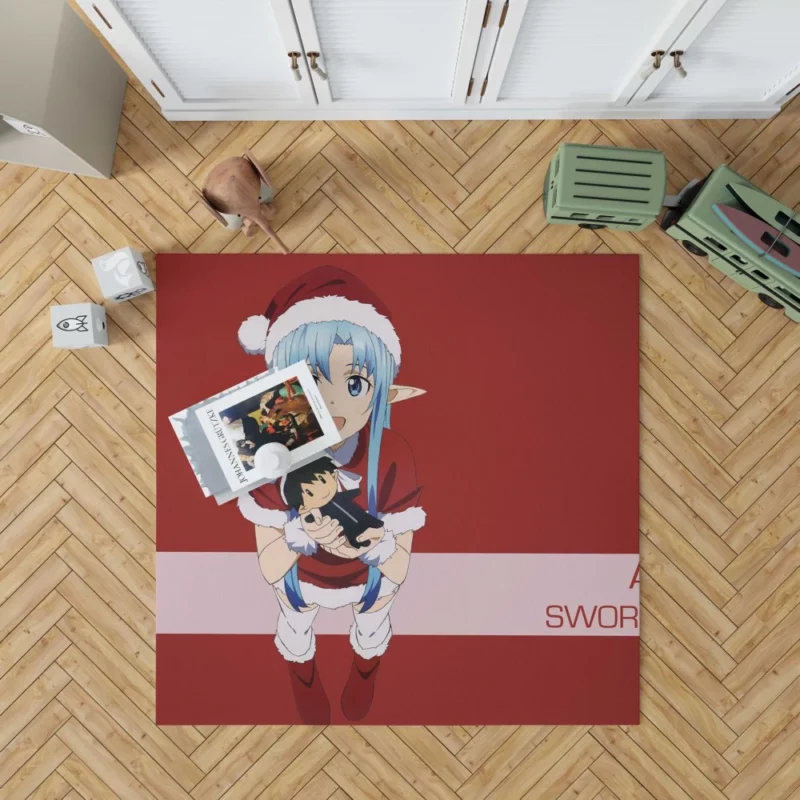 Christmas with Asuna and Kirito Anime Rug