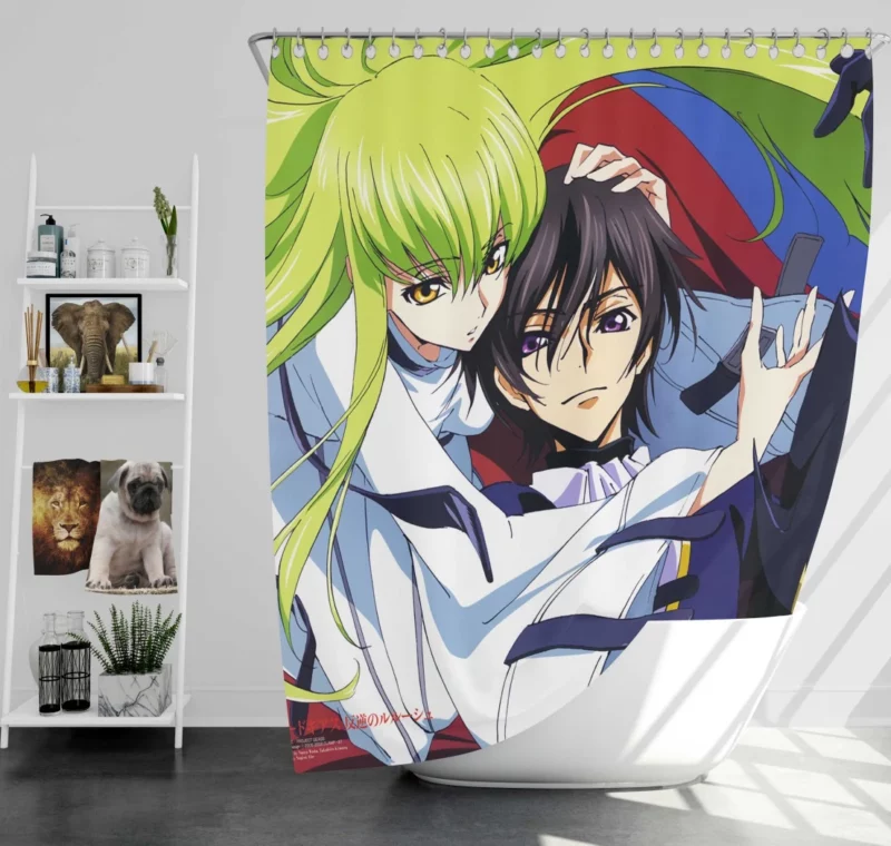 Code Geass C.C. Lelouch Connection Anime Shower Curtain