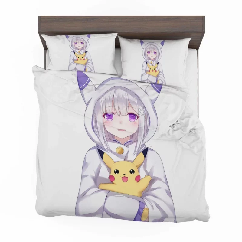 Crossover Charms Emilia and Pikachu Anime Bedding Set 1
