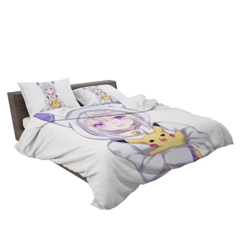 Crossover Charms Emilia and Pikachu Anime Bedding Set 2