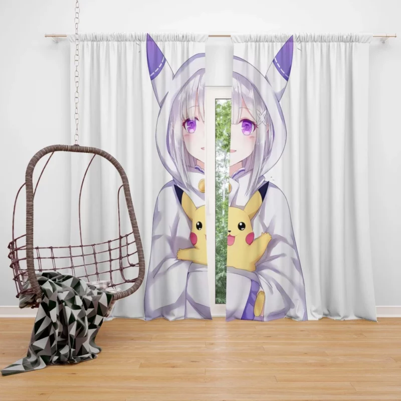 Crossover Charms Emilia and Pikachu Anime Curtain