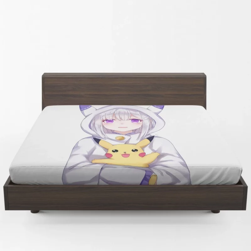 Crossover Charms Emilia and Pikachu Anime Fitted Sheet 1