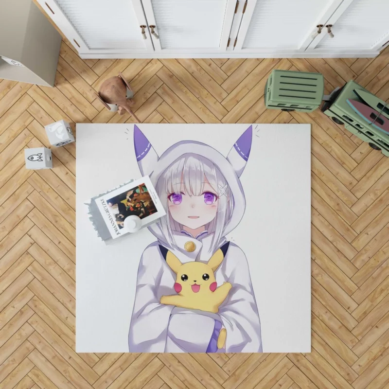Crossover Charms Emilia and Pikachu Anime Rug