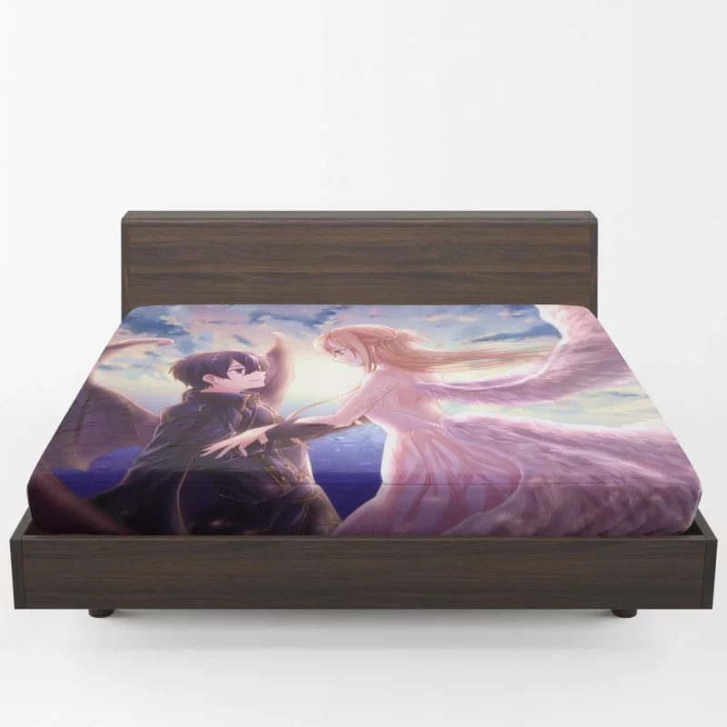 Dawn of Kirito and Asuna Journey Anime Fitted Sheet 1