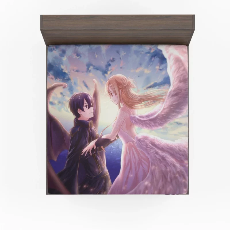 Dawn of Kirito and Asuna Journey Anime Fitted Sheet