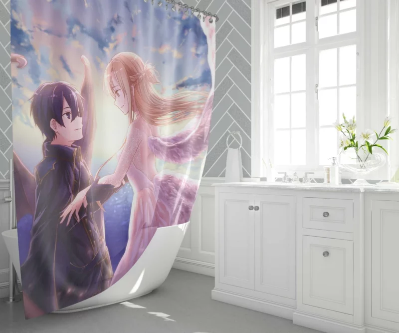 Dawn of Kirito and Asuna Journey Anime Shower Curtain 1