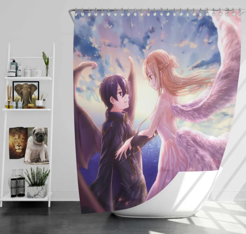 Dawn of Kirito and Asuna Journey Anime Shower Curtain