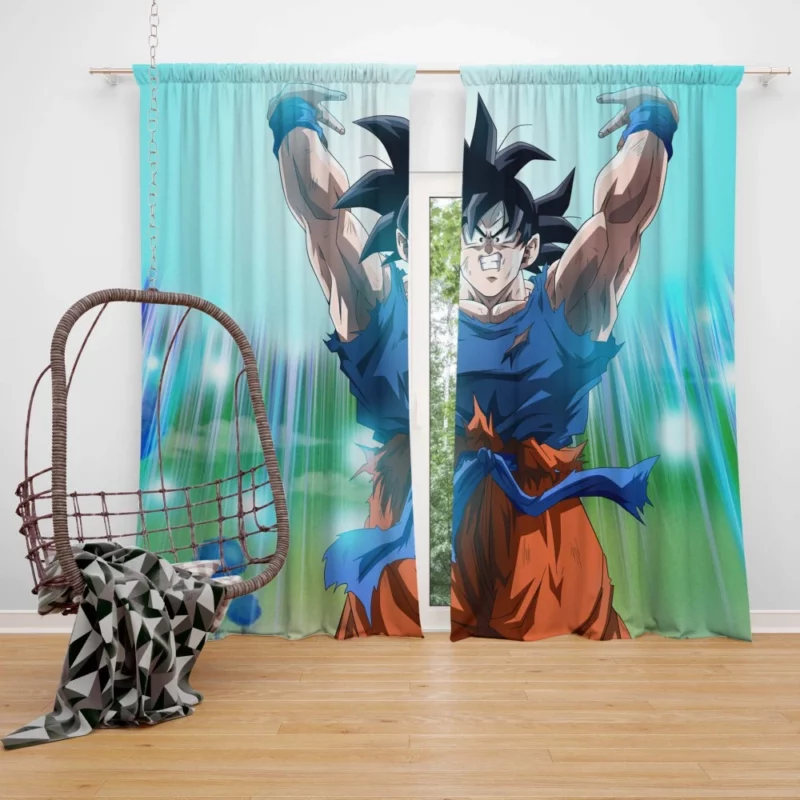 Defying Limits Goku Power Unleashed Anime Curtain