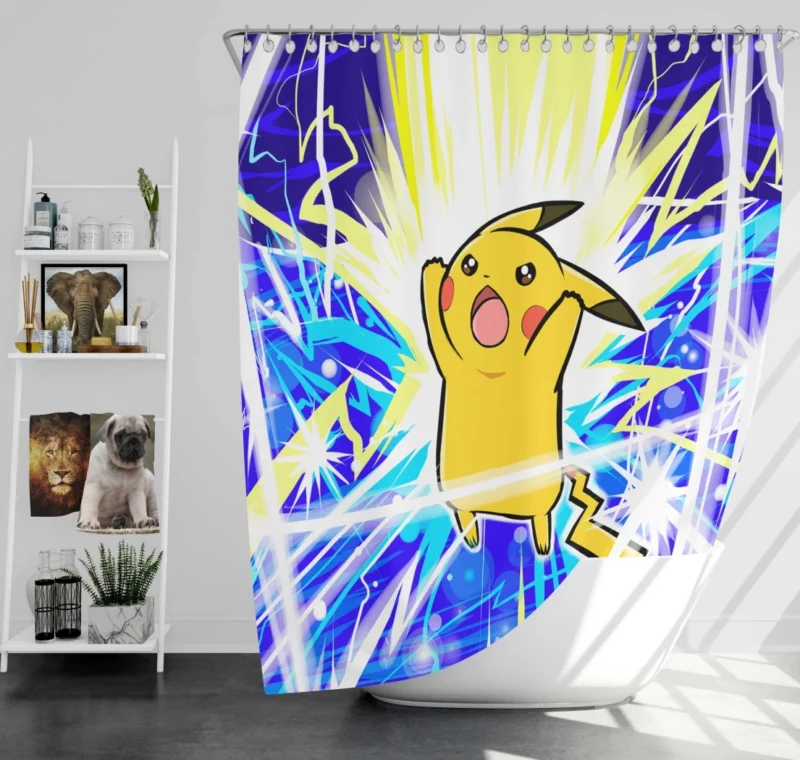 Detective Pikachu Coffee Break Anime Shower Curtain