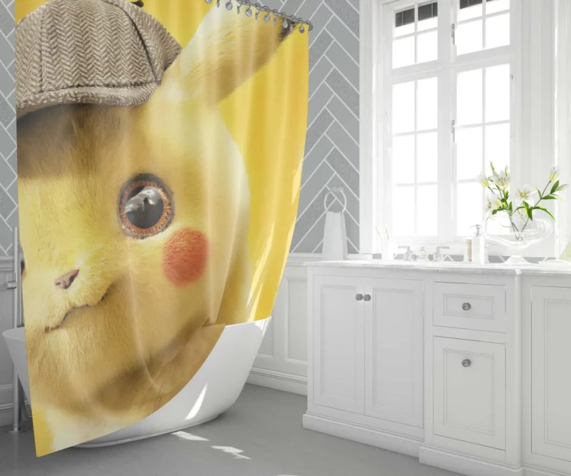 Detective Pikachu Coffee Moments Anime Shower Curtain 1