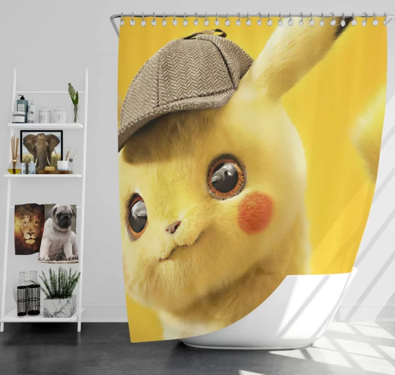 Detective Pikachu Coffee Moments Anime Shower Curtain